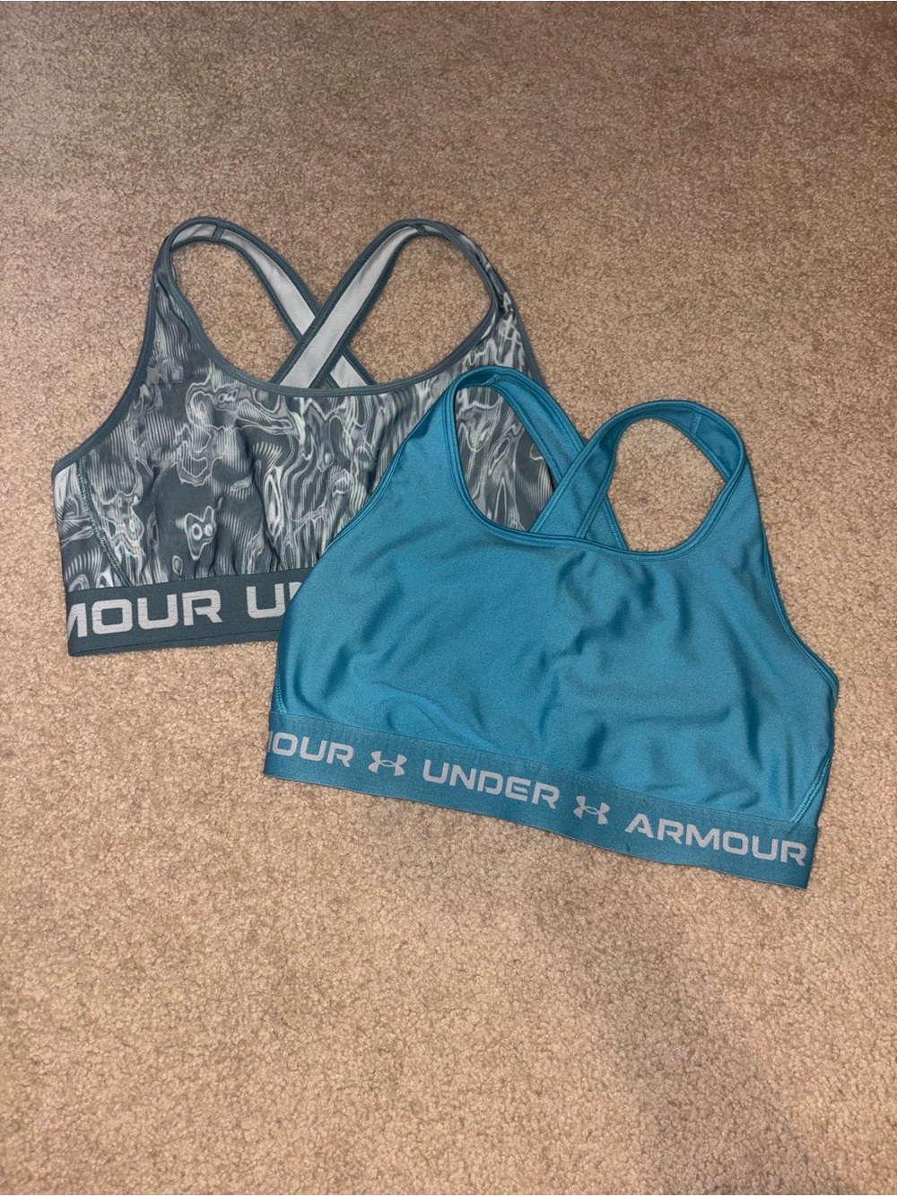 Under Armour Teal & Gray Racerback Sports Bra Duo